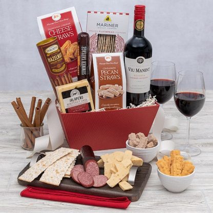 Classic Red Wine Gift Basket For Him