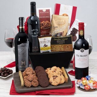 Red Wine & Dark Chocolate Gift Basket For Him